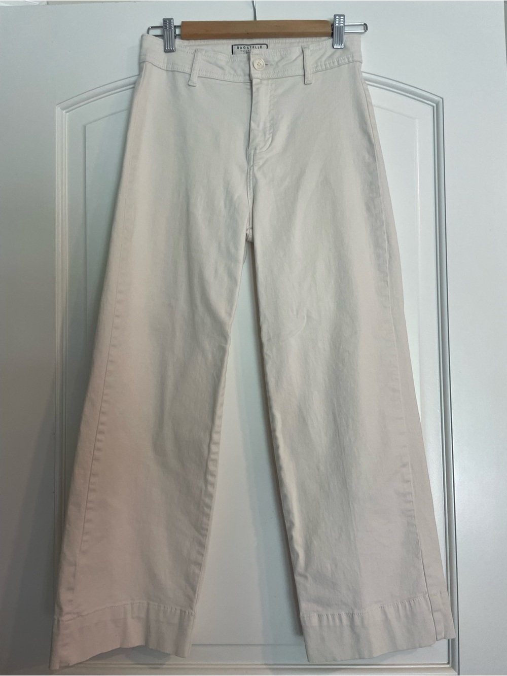 Bagatelle Collection Women's Ivory Wide-Leg Twill Cotton Pants Pockets Size 2